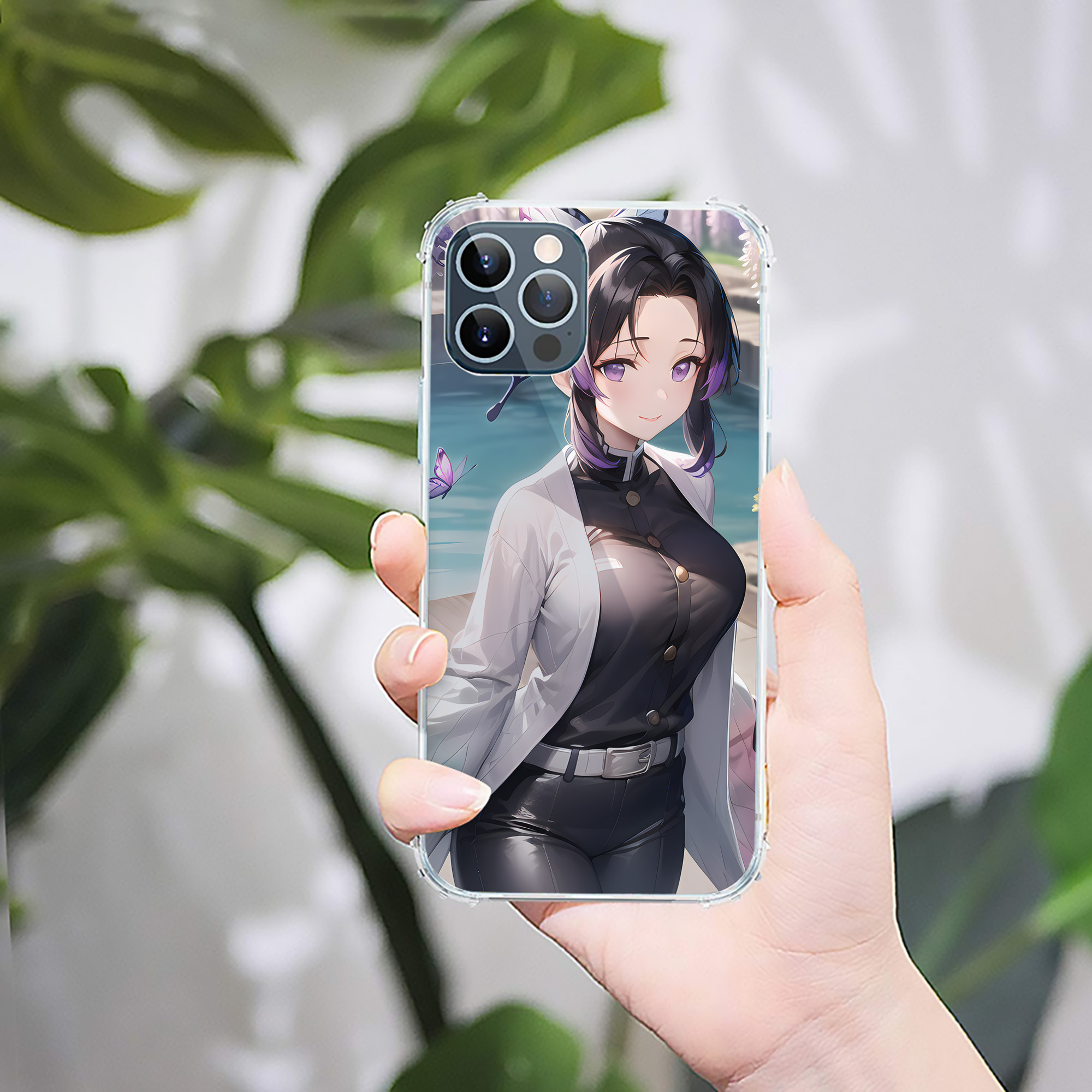 （画像用） 鬼滅の刃（きめつのやいば）蟲柱-胡蝶 しのぶ／こちょう しのぶ Kochou Shinobu 【iPhone 12シリーズ対応】透明スマホケース（クリアソフトケース）